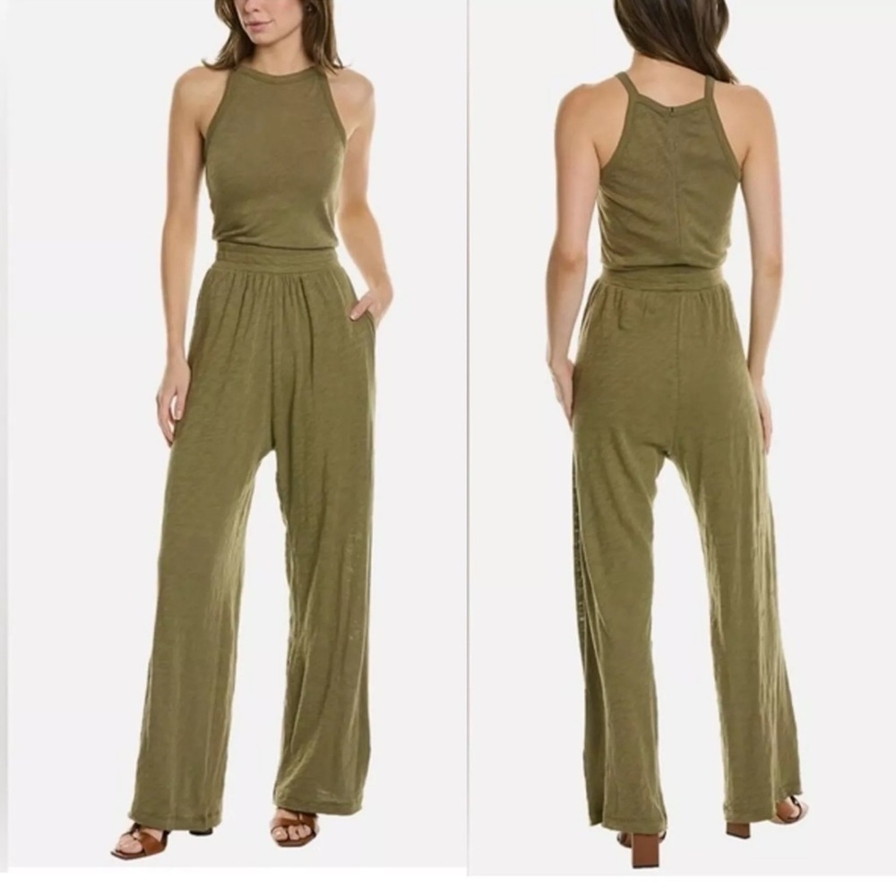 ATM Anthony Thomas Melillo Slub Jersey High Neck Tank Wide Leg Jumpsuit XS NEW